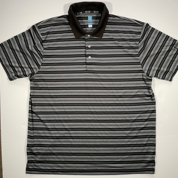 PGA Tour Golf Men’s Airflux Gray & Black Striped Polo Short Sleeve Shirt - XXL - Picture 1 of 7